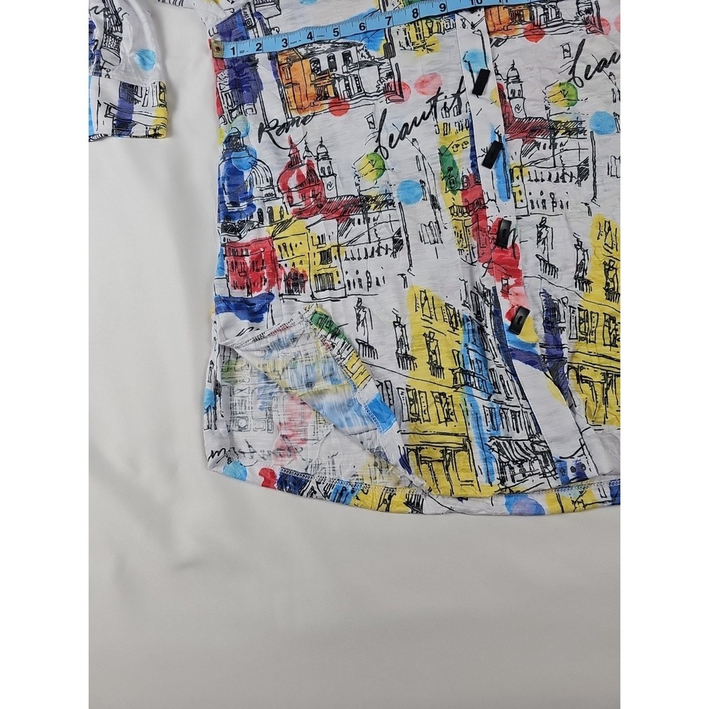 Ali Miles Abstract City Scape Tunic Top Blouse Lagenlook Wearable Art size XS - Picture 4 of 5